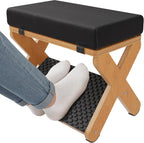 Wood X-Legs Small Ottoman Foot Stool, Sturdy and Anti-Slip Padded Footrest | Multi-function Foot Stool with Pebble Massage Surface & Non-Slip Foot Pads, Seat Footrest for Office, Bedroom & Living Room