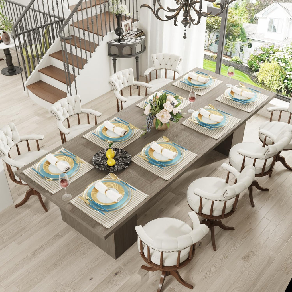 MOUMON 118 inch Kitchen Dining Table for 8-10, Wood Rectangular Kitchen Table, Large Long Dining Table with Wooden Frame, No Chairs, for Dining Room Grey (118.1”W x 47.2”D x 29.5”H)