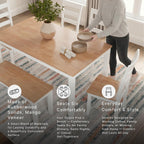 Signature Design by Ashley 6-Piece Dining Table Set with Bench and Chairs | Solid wood frame, Rubberwood, MDF, Wipe-clean mango wood veneer, 2-tone farmhouse style, Gesthaven Series