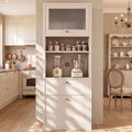 71''Tall Kitchen Pantry Cabinet with Oversized Microwave Shelf & Coffee Station-Tall Extra Deep Storage Hutch, Fluted Acrylic Doors,Adjustable Shelves,Drawers, Anti-Tip,White