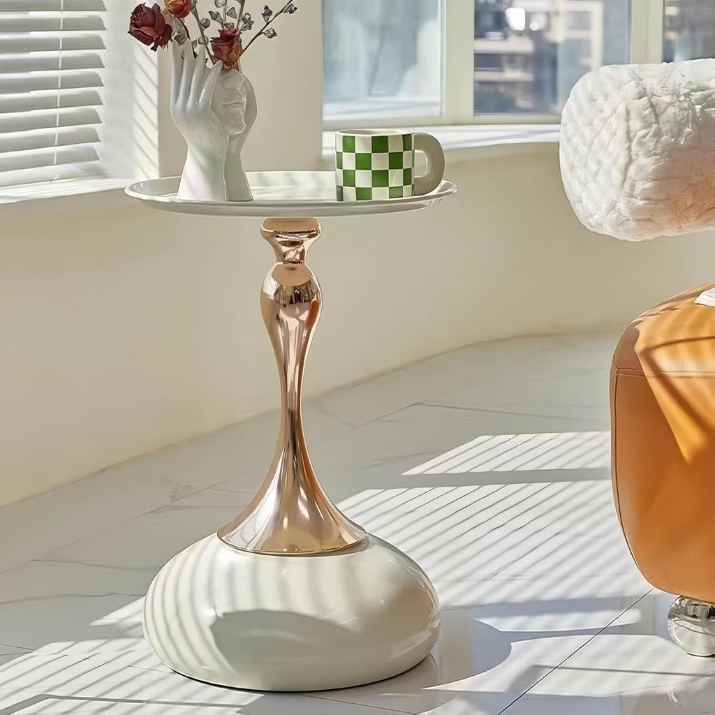 Coffee Table Living Room Metal Moving knickknacks Bedroom nightstand Sofa Side Several Balconies Round Table Italian-Style Telephone Table (White)