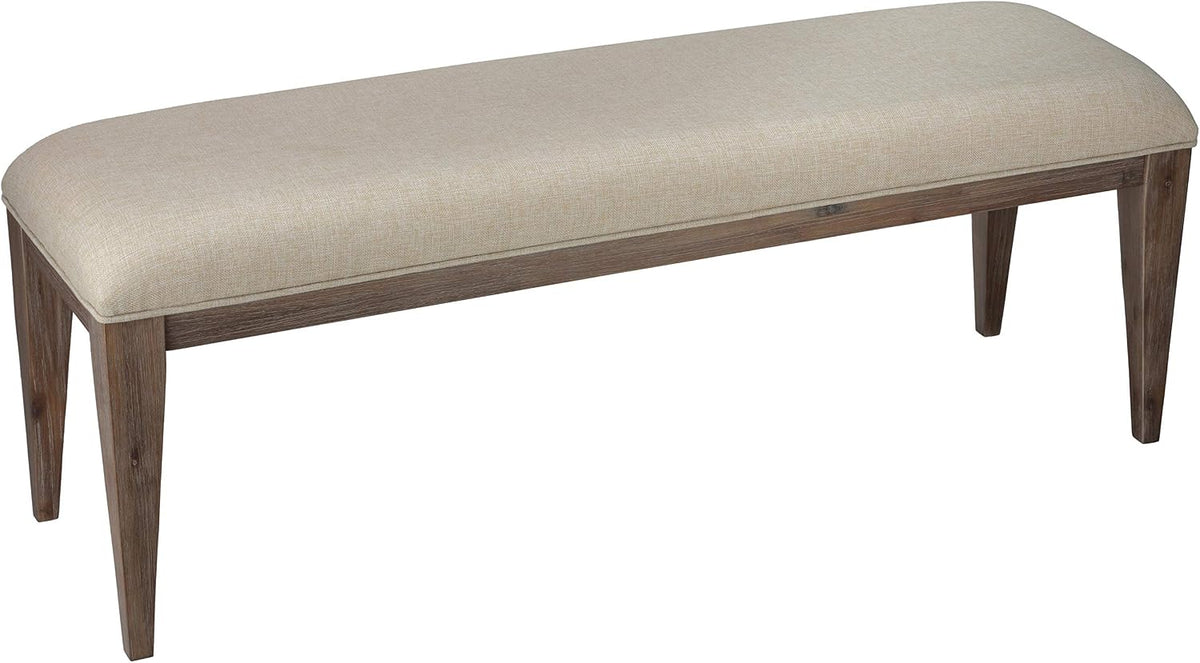 Cortesi Home Leno Bench with Neutral Linen Fabric