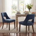 UVV Wooden Dining Chairs Set of 2, Mid Century Upholstered Dining Room Chair Kitchen Chairs, Chenille Dinner Chair with Solid Wood Legs for Kitchen Dining Room, Navy Blue