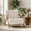 Modern Accent Chair for Living Room Bedroom,Comfy Chenille Reading Chair with Wood Frame,Oversized Upholstered Lounge Armchair with Thick High-Elastic Sponge for Apartment & Waiting Room (White,1)