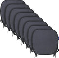 SleepMan Outdoor 17"x16" Chair Cushions with Ties Set of 8, Water Resistant All Weather U-Shape Seat Pads for Patio Garden Furniture Indoor Fade Resistant Patio Cushions (Grey Black)