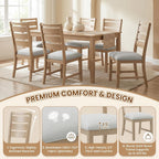COLAMY Modern Dining Chairs Set of 2, Breathable Fabric Kitchen Chairs with High-Resilience Cotton Padding, Ergonomic Solid Wood Legs Accent Seating for Living Room 250LBS,Oak Natural
