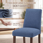 Upholstered Dining Chairs Set of 4, Mid-Century Dining Room Chairs with Wooden Legs, Farmhouse Fabric Parsons Chairs for Small Space Restaurant & Cafe- Blue
