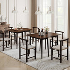 Giantex Dining Table for 2-4, 34" Rectangular Dinner Table with Solid Rubber Wood Frame, Space-Saving Kitchen Table for Small Space, Apartment, Living Room, Home Office (Walnut)