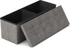 GLAXYFUR 43 Inches Folding Storage Ottoman Bench, Storage Chest, Grey