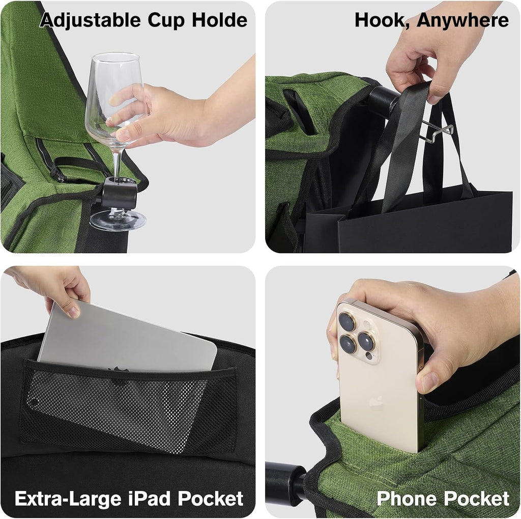 Coldbee Oversized Camping Chairs, Heavy Duty Padded, Thick Headrest, Green
