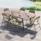 Nazhura Folding Chairs with Padded Vinyl Cushion Chairs with Comfortable Cushion and Durable Steel Frame for Home and Office, for Indoor and Outdoor Events (Kahki, Vinyl, 4 Pack)