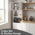 Kings Brand Furniture - Danbury Tall Kitchen Pantry, Microwave Storage Cabinet, White