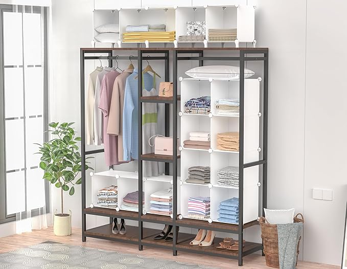 HOMIDEC Closet Organizers and Storage, 16 Cube Storage Organizer, Closet Organizer Bookshelf Cubes Shelves for Clothes, Bedroom, Kids Room, Bathroom, Wardrobe, Garment Racks, White