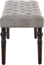 Roundhill Furniture Leviton Fabric Tufted Turned Leg Dining Bench, gray