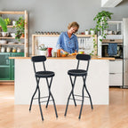 Thyle 1 Pcs 29.5 Inch Folding Bar Stool with Backrest Tall Foldable Stool Chair with Cushioned Padded Portable Collapsible Counter Height Chair for Kitchen Island Shop Cafe Dining Room