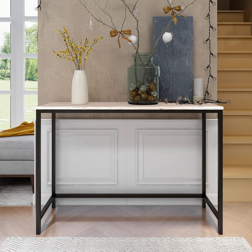 HOMERECOMMEND Console Table with Power Outlets and USB Ports,Rustic Brown | Sofa Tables with Charging Station,for Hallway, Entryway,Behind Couch Table,charging station behind couch