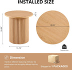 Homedot Small Round Accent Side Table with Wood Strip Base for Living Room, 19.69" Cicle End Table Engineered Wood Desktop Solid Oak Veneer Furnish, Modern Nightstand Table for Bedroom