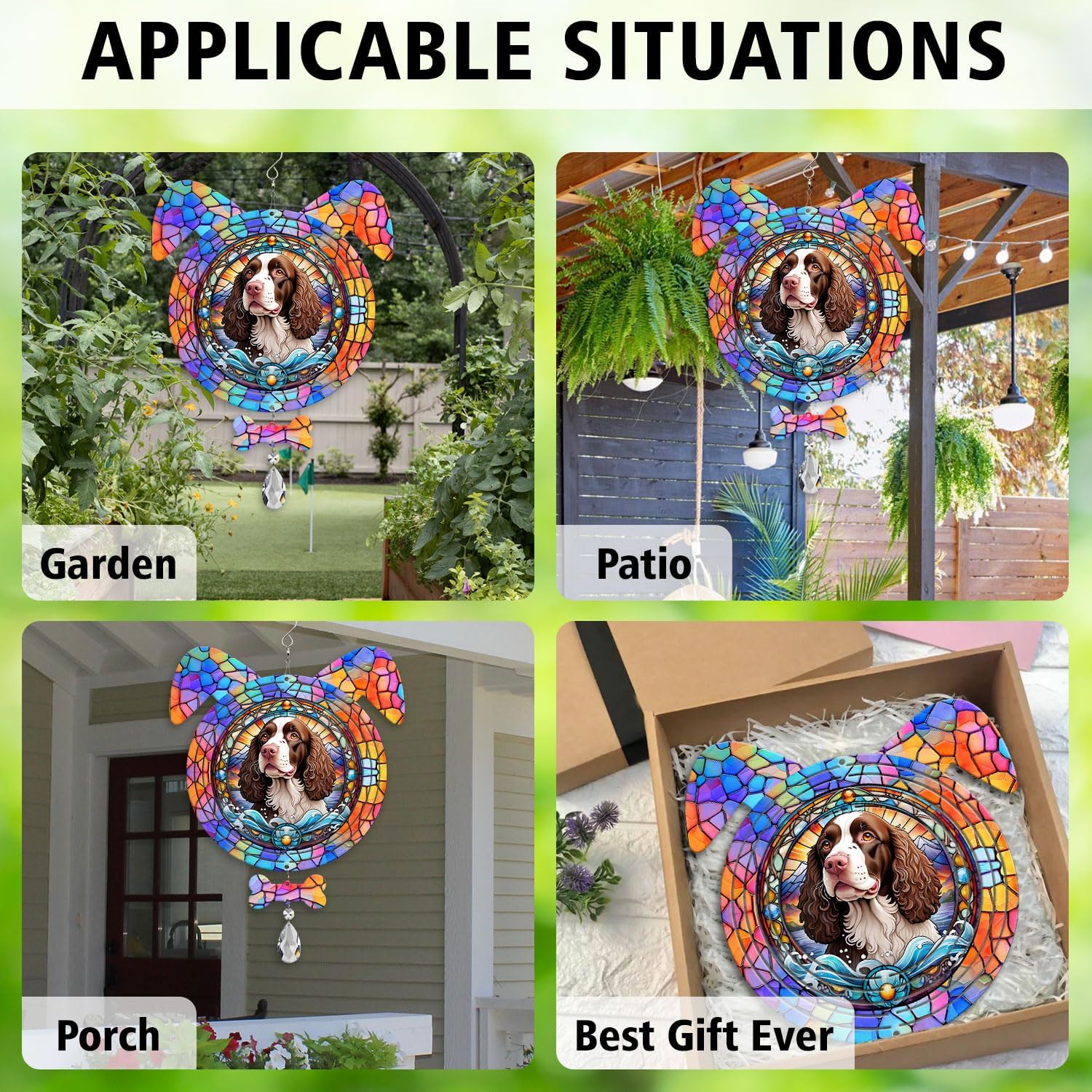 American Water Spaniel Dog Ears Wind Spinner, American Water Spaniel Wind Spinner Hanging for Yard and Garden