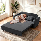 Krcix 3 in 1 Sofa Bed, 56" Convertible Pull Out Couch, Loveseat Sleeper | Multi-Function Couch Bed for Living Room, Small Space-Saving, Sleeper Couches with Storage Pocket, Cup Holder, Charcoal Grey