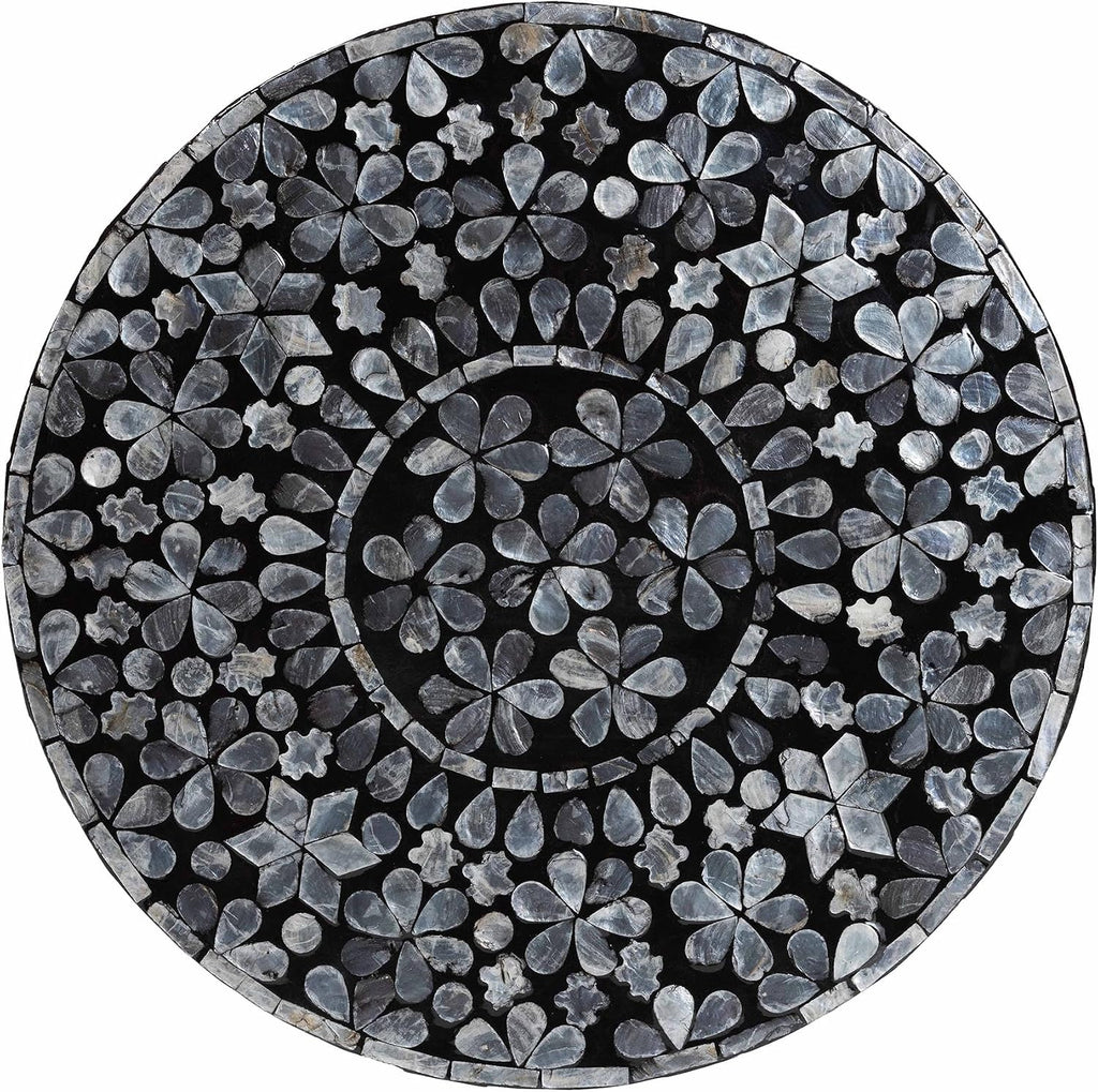 bali & pari Elara Coastal Black and White Mother of Pearl Capiz Shell End Table