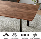 HIPIHOM Extendable Dining Table Set for 8, Walnut Kitchen Table with Chairs | 63"- 78.7" Adjustable Walnut Dinner Table, Metal Base, Dining Room Table with 8 PU Leather Chairs, Seats 6-8 for Apartment