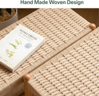 Solid Oak Shoe Bench Assembled, Farmhouse Shoe Rack Bench with Woven Rope Design for Entryway, Living Room, Bedroom, Hallway, 11.8" x 23.6" x 16.1", Natural