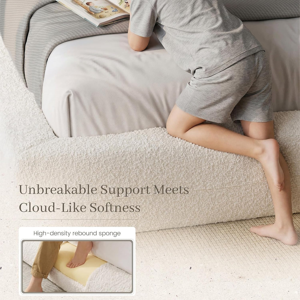 Homkdom Cloud Bed Frame Queen Size with 5.1" Headboard for Minimalist Room