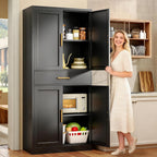 Metal Cabinet, 71” Garage Storage Cabinet with Doors and Adjustable Shelves (Black, 1 Drawer)