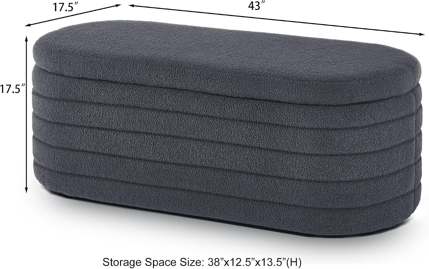 Storage Ottoman Bench End of Bed for Bedroom, Boucle Upholstered Entryway Shoe Seat Bench with Storage, Sherpa Modern Cute Padded Blanket Chest Stool Foot Rest for Living Room (Drak Gray)