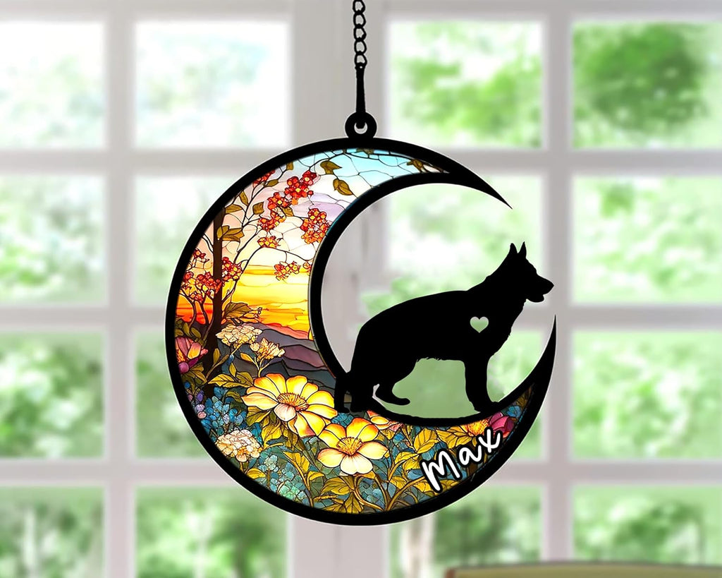 Personalized Dog Memorial, Custom Name German Shepherd Dog Christmas Ornament with Name, Custom Breeds, Pet Loss Light Catcher, Gifts for Lovers Loss of Pet Sympathy on Mothers Day Christmas