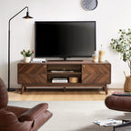 LuxenHome 63" Mid Century Modern TV Stand for Living Room for TVs up to 65" | Entertainment Center with Storage, Wood TV Console with Tapered Legs, Television Stands