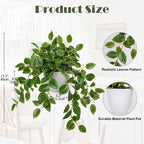 Briful Artificial Plants Indoor Fake Potted Silk Plants Faux Watermelon Peperomia Draping Plant for Home Office Bathroom Shelf Cabinet Tabletop Decoration(Green - 1 Pack)