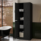 Storage Cabinet,Kitchen Pantry Cabinet,Kitchen Pantry Storage Cabinets with 4 Doors,Tall Kitchen Pantry with Adjustable Shelves,Cupboard for Kitchen,Pantry,Dining Room,Living Room and Bathroom,Black