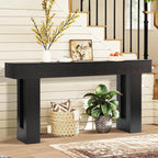 Grepatio 63 Inch Entryway Console Table, Rustic Narrow Sofa Table, Wood Long Console Table, Farmhouse Entry Way Table, Behind Couch Tables for Entrance, Hallway, Living Room (Black)
