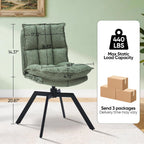 Swivel Dining Chairs Set of 6, Mid-Century Modern Chairs with Linen Fabric, High Back with High-Density Stuffed PP Cotton & Automatic Swivel Metal Legs, Suitable for Kitchen & Living Room(Green)