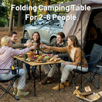 TIMBER RIDGE Bamboo Folding Camping Table, Portable RV Picnic Table | Adjustable Height (18.5"-26.5") & Aluminum Frame, Heavy Duty 220LBS Outdoor Dining for Tailgate Patio, Carry Bag Included