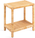 Kate and Laurel Rafina Coastal Rectangle Rattan Side Table, 22 x 14 x 24, Natural Brown, Transitional Boho Rectangular Woven Rattan End Table for Use as Living Room Decor Accent