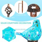 Decorative Solar Lights, Outdoor Solar Bird Stake Lights, Hand Blown Glass Decorative Garden Pathway Lights Outdoor Waterproof Glass Stakes (Light Blue)