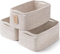 3 Pack Small Storage Baskets for Organizing, 11.8×7.8×5.1", Mixed Brown | Woven Baskets for shelves, Cotton Rope Basket for Gifts Empty, Closet Organizer Bins with Handles, Cube Decorative Box