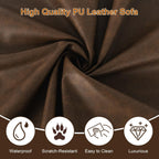 EASE MOOSE 100" Faux Leather L-Shaped Sofa Couch for Living Room, DeepBrown | Movable Ottoman, Removable Cover, Waterproof & Scratch-Resistant, Easy Clean, Easy Assembly, Ideal for Small Spaces