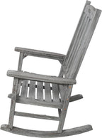 Oversized Wooden Porch Rocker Chair: Classic Fir Wood Design with 21-Inch Wide Seat & High Backrest - Smooth Rocking Motion for Indoor & Outdoor Use - Supports Up to 330 lbs
