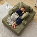 Couch Chaise Lounge Chair, 54" Oversized Cloud Sofa with Deep Seat, Plush Corduroy Reading Chair for Living Room, Bedroom, Reading Nook, Apartment, Gaming Room & Movie Nights, Green