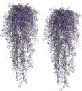 RECUTMS Artificial Vine Plants 2 Pack Fake Hanging Flower Plants Faux Ivy Vine Leaves Plastic Baby Breath Greenery UV Resistant for Home Bedroom Wall Porch Garden Wedding Decor (Purple)