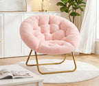 Cozy Saucer Chair, Padded Round Moon Lounge Chair for Bedroom Living Room | Thick Padded Cushion, Curved Relaxing Shape and Easy Folding Frame for Lounging, Reading and Dorm