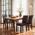 SyMax Dining Chairs Set of 4, Faux Leather Upholstered Dining Room Chairs, Modern Parsons Kitchen Chairs with Wood Legs, Brown (Only Chairs)
