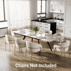 Extendable Dining Table with Leaf, 78"-110" Rectangular Sintered Stone, Marble-Look Top, Seats 6-14, Metal Base, Easy-Clean, Heat & Scratch Resistant, Dining Room/Kitchen Table for Family Gatherings