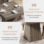 Tribesigns Square Dining Table for 4, 31.5-Inch Small Kitchen Table with Sturdy Pedestal Base, Farmhouse Dinner Table for Dining Room, Living Room, Kitchen, Light Gray