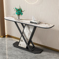 Modern Console Table Rock Panel with Metal Frame Long Accent Foyer Table for Living Room Hallway Entrance(Black,120x30x80cm)
