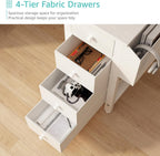 Lufeiya White L Shaped Computer Desk with Drawers & Storage Shelves, 47 Inch Corner Reversible Desk with Power Outlet for Home Office Bedroom, L-Shaped Teen PC Desks with Fabric Drawer, White