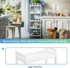 Bamboo Ladder Bookcase 5-Tier Freestanding Shelf, Bathroom Storage Rack & Plant Display Stand, Space Saver Organizer for Bedroom Kitchen Balcony, White, 50" H